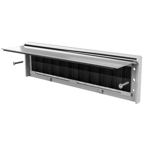 Image of KWJEIULSOQ Letter Box Flap with Brush 11.5in, Silver Aluminum Alloy Internal Letterbox Draught Excluder, Suitable for 40-80mm Thickness Wooden Doors, PVC Doors, Home and Office Composite Doors