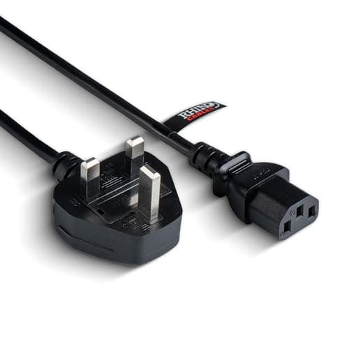 Image of rhinocables IEC C13 Mains Lead (5m) Fused UK 3-Pin to C13 Extension Cable for Computer, Monitor & Printer Use | Long-Life Power Cord for Reliable Daily Performance across Home & Office Devices, Black