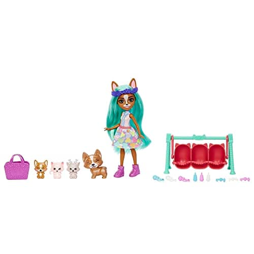 Image of Enchantimals Dolls | Baby Best Friends Play Sets | Small Doll, Girlfriend Figure, 3 Animal Babies and Accessories | Surprise When Unpacking | Gifts for Children, HLK86
