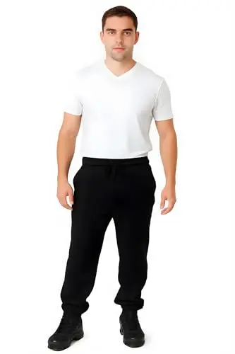 Image of H&F Men's Cuffed Trouser Jogging Pants Tracksuit Bottoms, Casual Joggers for Men UK with Elasticated Cuffs Classic Jog Pants Zip Pockets Size UK S-5XL (UK, Alpha, L, Regular, Regular, Black)