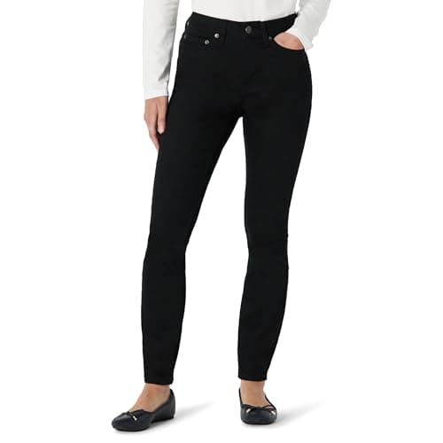 Image of Amazon Essentials Women's High-Stretch Mid-Rise Skinny Jeans, Black, 12-14