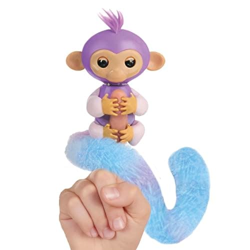 Image of Fingerlings Snuggle Tails - Interactive Purple Monkey (Coco), with fluffy tail, mini bestie (Chloe), brush and stickers