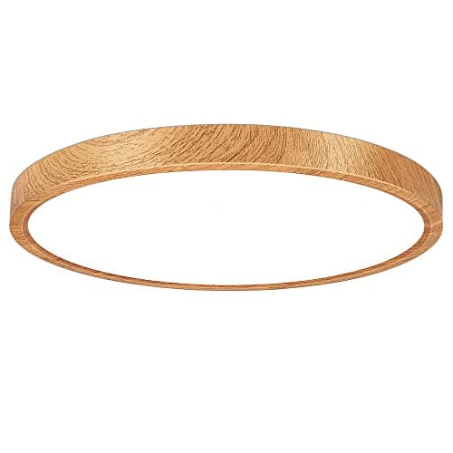 Image of 12in/30cm 24W LED Wood Grain Flush Mount Ceiling Light, 4000K Natural White Bathroom Light, 3200LM, Round Ceiling Lighting, 240W Equivalent Ceiling Lamp for Closets, Kitchens, Hallway, Bedrooms, etc.