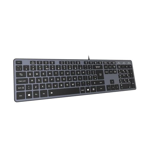 Image of B.FRIENDIT Slim USB Wired Keyboard, Soft Touch and Quiet Key for PC, Laptop and Computer, Full Size QWERTY UK Layout - Space Gray