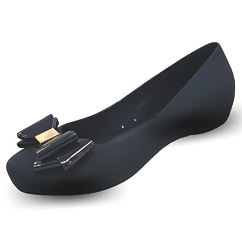 Image of IVACHY Womens Jelly Ballet Shoes, Bow Details Slip-On Flats, Comfy Ladies Casual Wear Every-Day Closed Toe Ballerina Pumps Pink