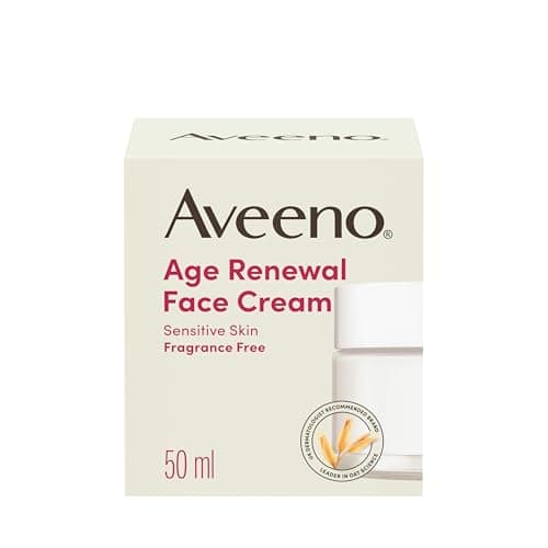 Image of AVEENO Age Renewal Face Cream (1 x 50ml), Oat + Retinol Alternative, Gentle on Sensitive Skin, Helps Visibly Improve Wrinkles and Brighten Skin Tone, Skin Feels Instantly Moisturised, Fragrance Free