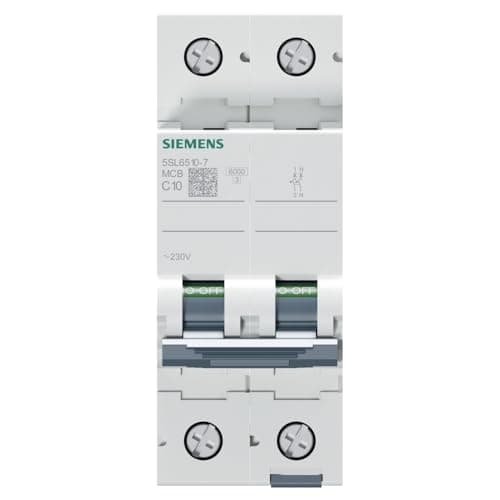 Image of Siemens 5SL6510-7 Circuit Breaker 230V 6KA, 1+N-Pole, C, 10A, White