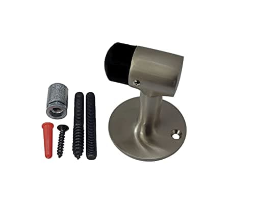 Image of QCAA Solid Brass Door Stop, 3" Height, Satin Nickel, 1 Pack, Made in Taiwan