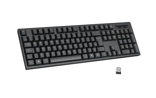 Image of cimetech 2.4G Wireless Keyboard, QWERTY UK Full-Size Layout, USB Computer Keyboard with Numeric Keypad & Ergonomic Keys for Desktop/PC/Laptop/Surface/Smart TV/Notebook and Windows - Black