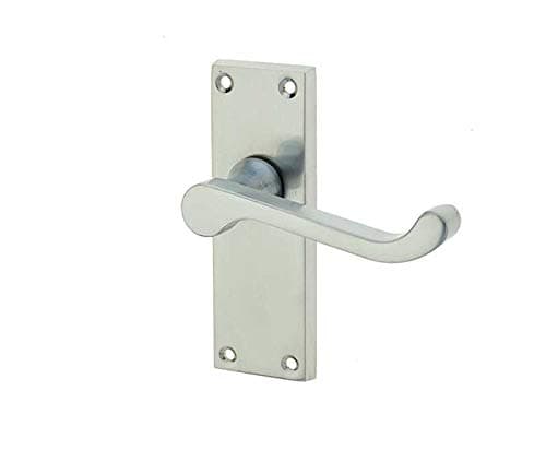 Image of Victorian Scroll Lever Latch Door Handles Satin Chrome 118 x 40mm