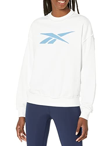 Image of Reebok Women's Standard Vector Logo Crewneck Sweatshirt, White, X-Large