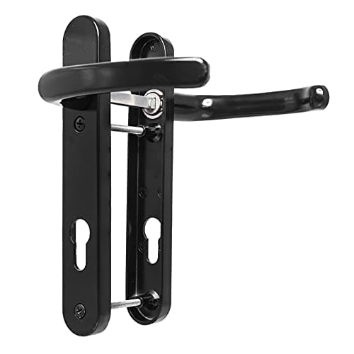 Image of UPVC Door Handles Set - Black - Lever/Lever - 92mm PZ (Centres) - 122mm Screw to Screw - Backplate 212mm X 34mm - UPVC Door Handle - Black Replacement UPVC Door Handles - PVC Door Handle