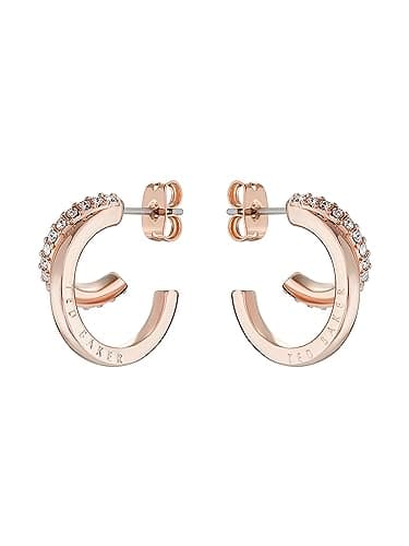 Image of Ted Baker Helias Double Hoop Crystal Earrings (Rose Gold/Crystal)