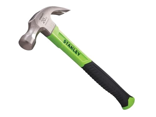 Image of Stanley Fibreglass Hi-Vis Claw Hammer 567g (20oz), high-Carbon Steel Head Improves Durability and Strength.
