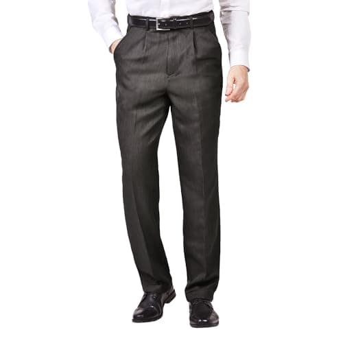 Image of James Holton Mens Stretch Waist Trousers Smart Comfortable Hidden Elasticated Grey 36 Waist and 31 Leg Length