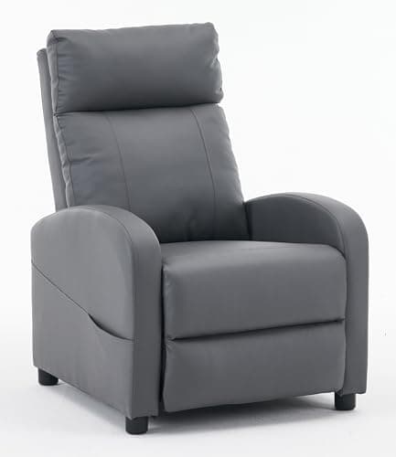 Image of Requena Recliner Armchair, PU Leather Sofa Lounge Seating with Adjustable Leg Rest and Reclining Functions for Living Room - HQ-8256 - Grey