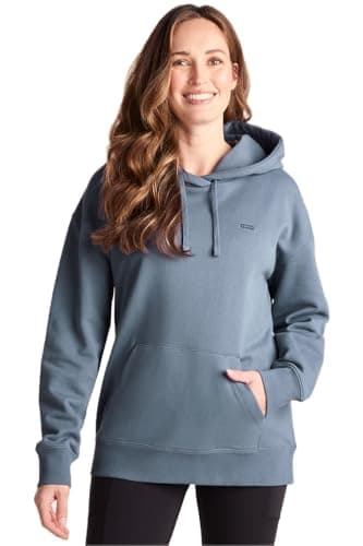 Image of TOG24 Meera Womens Hoody, Heavyweight Cotton, Loop Back Ladies Hoodie with Kangaroo Pockets, Womens Hooded Sweatshirt Smokey Blue