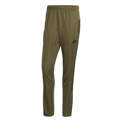 Image of adidas Men's Workout Essentials All-Set 3-Stripes Knit Pant, Olive strata/Black, L