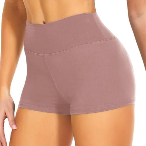 Image of JiaYouLC High Waisted Mini Pants, Women's Stretchy Anti Chafing Shorts Yoga Gym Cycling Sports Running Workout Hot Pants (UK, Alpha, S, M, Regular, Regular, Numb Skin, 2.5 Inseam)