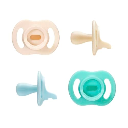 Image of Tommee Tippee Ultra-Light StayPut Dummy, 0-6m, 4 Pack, One-Piece Silicone Soother