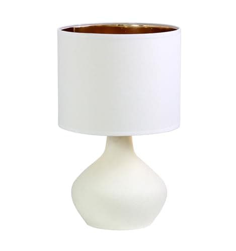 Image of Olly & Rose Matt White Ceramic Table Lamp with Shade and Gold Inner (White Shade/Gold Inner)