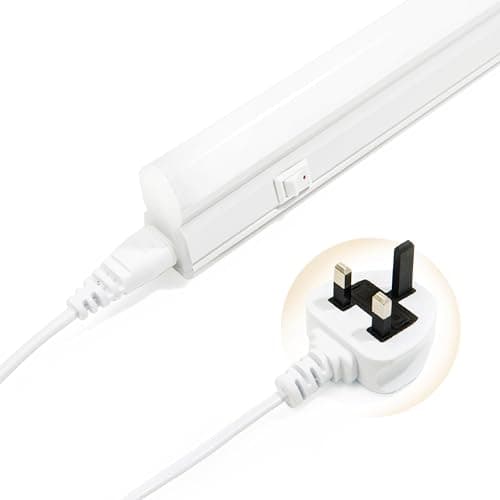 Image of Qsmile T5 LED Under Cabinet Kitchen Light 1 Pack, 2ft 9W 1035lm 4000K Daylight, Linkable LED Strip Light with UK Plug & Switch, Connect up to 6 for Cupboard, Wardrobe, Shelf Lighting
