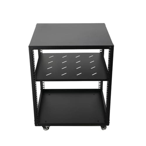 Image of CDZHLTG 12U Open Frame Server Rack, 19in Network Rack with Wheels, 4-Post Mobile Rolling Rack for Computer/AV/Data/IT Equipment, Open Frame Rack for Servers & AV Gear