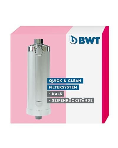 Image of BWT Quick & Clean Limescale Filter | Water Filter Stops Limescale Stains in Shower and Bathroom - Includes 1 Filter Cartridge | Descales Shower Water Directly from the Line | Shower Filter Against