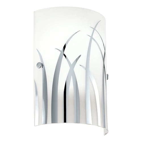 Image of Eglo Indoor wall Light Rivato, Elegant lamp Made of Steel and Glass with Grass Pattern, Living Room and Hallway Lighting Fixture, White Spotlight, E14 Socket