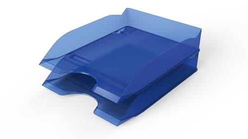 Image of Durable Basic Letter Trays A4 Translucent Blue - Set of 6 Stackable Storage Trays for Desktop Organisation - Stackable Paper Tray