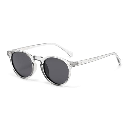 Image of LJCZKA Retro Round Polarized Sunglasses Mens Womens, Vintage Polarised Sunglasses Classic Trendy Shades Unisex UV400 Protection