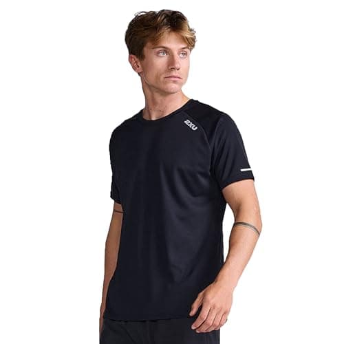 Image of 2XU Mens Aero Tee Black/Silver Reflective, Large
