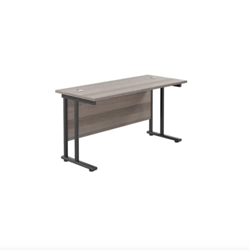 Image of Jemini Rectangular Double Upright Cantilever Desk 1400x600x730mm Grey Oak/Black KF803935