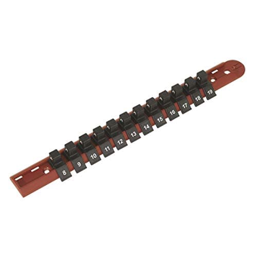Image of Sealey Ak3812 Socket Retaining Rail with 12 Clips 3/8Sq Drive
