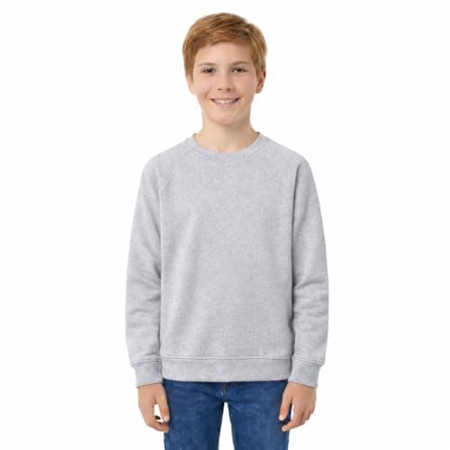 Image of KHIM Fleece Sweatshirt Unisex Sweater Jumper Full Sleeve Kids Boys Girls Children Top Crew Neck Outdoor Activewear (UK, Age, 2 Years, 3 Years, Regular, Grey)