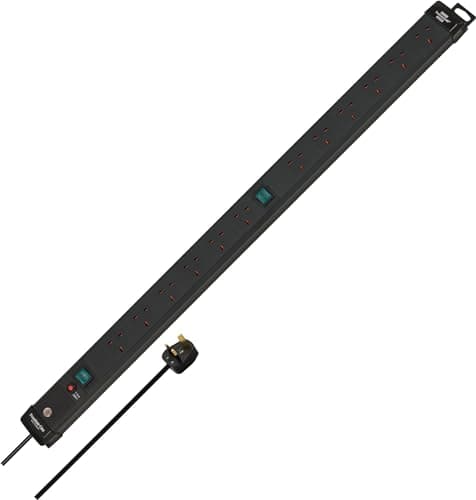 Image of Brennenstuhl Premium-Line 12-way extension lead (made in germany, switch and 3m cable, extension cord with 80° angle of sockets) light grey/black