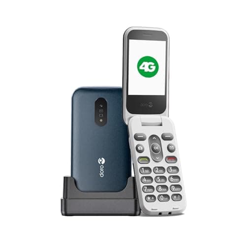 Image of Doro 2820 4G Unlocked Basic Mobile Phone for Seniors, Large Buttons, Camera, Assistance Button (Without Cradle) - Blue/White (Renewed)