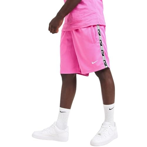 Image of NIKE Mens Repeat Tape Logo Shorts Polyester Jogging Casual Training Gym Sports Shorts (UK, Alpha, XL, Regular, Regular, Pink)