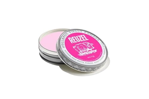 Image of REUZEL Pink Extreme Hold Matte Pomade, Strongest All Day Hold, Water Soluble Styling, No Shine & Flake Free, Easy To Wash Out, For All Hair Styles, 113 g (4 oz)