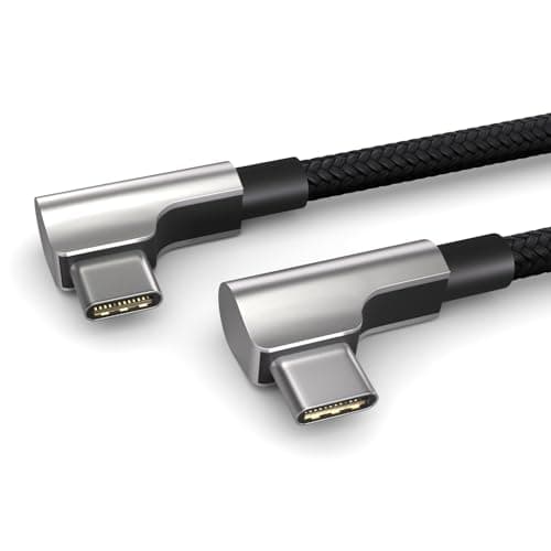Image of PAXO 0.2m USB C to USB C cable, 100W Power Delivery 20V/5A PD 3.0 fast charging cable, 10 Gbps - USB 3.2 Gen2x1 high-speed data cable, right-angle plug, black