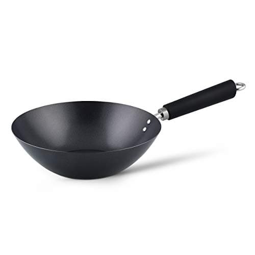 Image of Ken Hom Carbon Steel Wok, 27cm, Non Stick, Excellence, Induction Hobs Suitable/Metal Tool Safe/Phenolic Handle, Includes 1 x Chinese Wok Pan, Dishwasher Safe