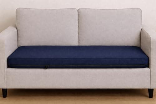 Image of SLUMBER HOME 2-Seater Booster Cushion with Removable Cover for Elderly 100 x 50 x 5 cm Long Firm Orthopaedic Memory Foam Cushion Two Seater Sofa Seat Pad Water-Resistant Washable Cover (Navy Blue)