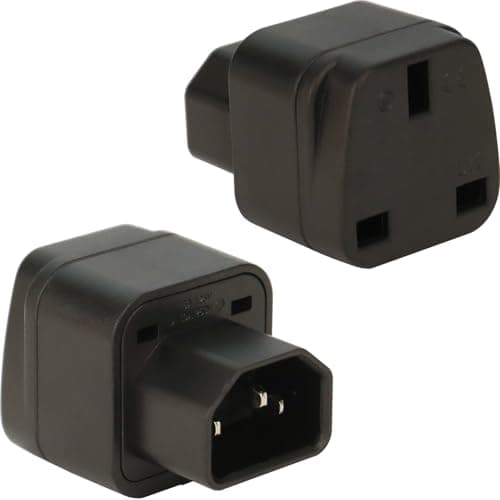 Image of Wirafix C14 to UK Outlet Socket, 2 Pack, IEC 60320 Plug, IEC 320 C14 Male to UK, UK Adapter Plug, C13 Socket Conversion Adapter, Black