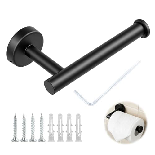 Image of Matte Black Toilet Roll Holder Wall Mounted - Durable SUS 304 Stainless Steel, Waterproof and Rustproof Design, Anti-Rotate Suction Toilet Roll Holder for Bathroom Use