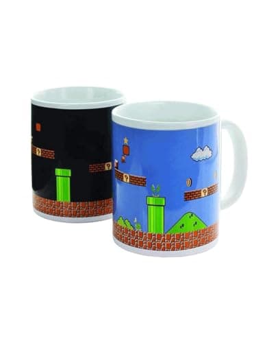 Image of Paladone Nintendo Super Mario Heat Change Mug - Officially Licensed, Add Hot Beverage to Reveal Mario Level Screen, Colour & Design Changes When Hot, Novelty Gift for Retro Gamers, 300ml (10 fl oz)