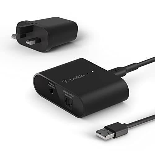 Image of Belkin SoundForm Connect AirPlay 2 (Audio Adapter Receiver for Wireless Streaming with Optical and Speaker Inputs for iPhone, iPad, and other AirPlay enabled devices), Black, 3.5mm