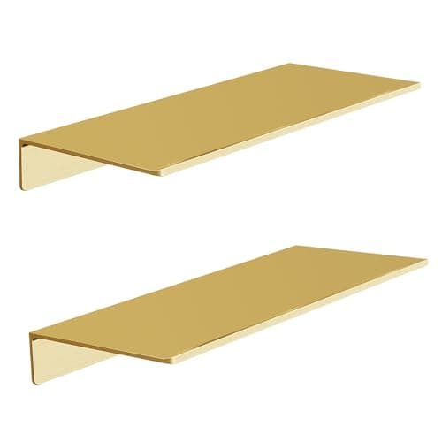 Image of HNVNER Metal Wall Shelves Set of 2, Brushed Gold Floating Shelf, 30CM Wall Decorative Shelf for Photos, Collectibles, Vases, Trinkets, Crafts, Trophy, etc. Shower caddy