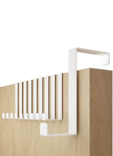 Image of 4smile Over Door Hook Set of 10 - Holds 8KG - White Coat Hooks for Leaf Depth 3.6 cm (1.4") + 4.6 cm (1.8") Sturdy Hangers for Clothes, Wreath Hanger