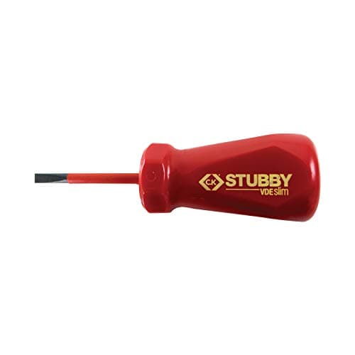 Image of C.K T48344-040 Stubby Vde/1000V Slim Screwdriver Slotted 4.0 Mm, Red