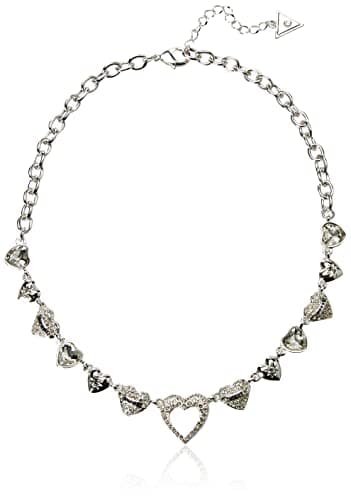 Image of GUESS Women's Short Necklace with Logo, Silver, One Size